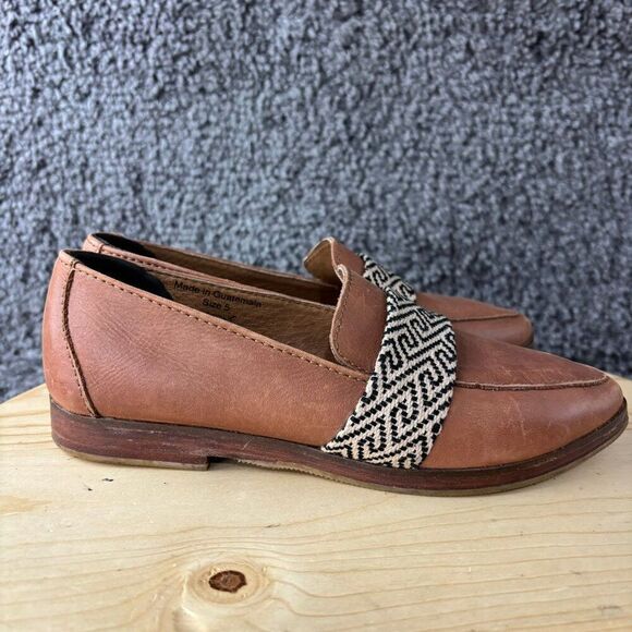 The Root Collective Loafer Womens 5 Brown Leather Flats Handmade in Guatemala - Picture 4 of 9